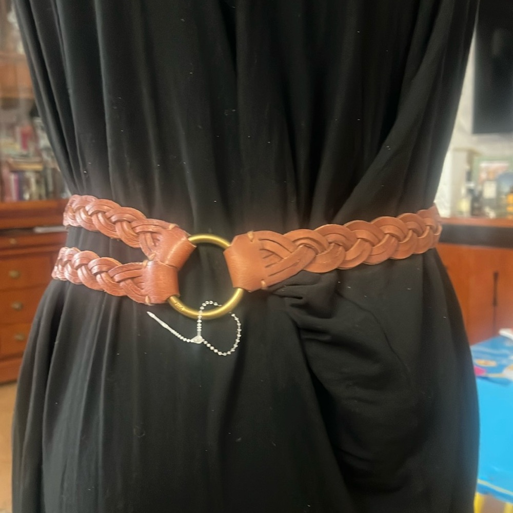 Polo RALPH LAUREN EQUESTRIAN DOUBLE STRAP braided leather BELT S/ M - Picture 3 of 7